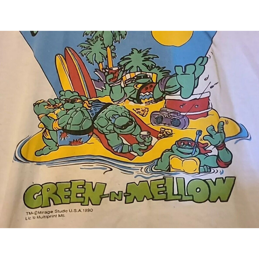 Vintage 90s 1990 Teenage Mutant Ninja Turtles Youth Large TShirt Mirage White - Picture 4 of 12